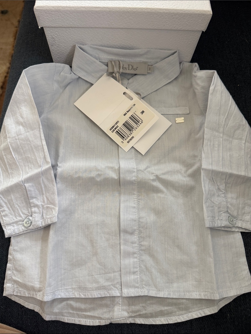 Baby Dior brand new Blue Button-Down Shirt 0-3 months